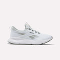 Reebok Men's Cityride 2 Running Shoes in Grey/White feature a mesh upper, lace-up closure, and thick rubber sole with FuelFoam cushioning. Shown in side profile against a plain white background.