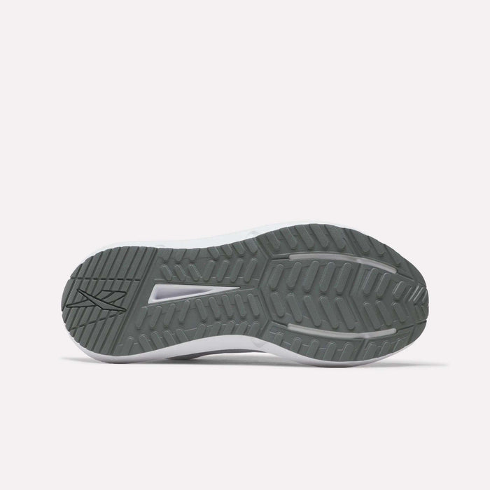 The image displays the gray and white rubber sole of the Reebok Men's Cityride 2 Running Shoes, featuring a textured tread for grip and traction, shown from the bottom against a plain light background.