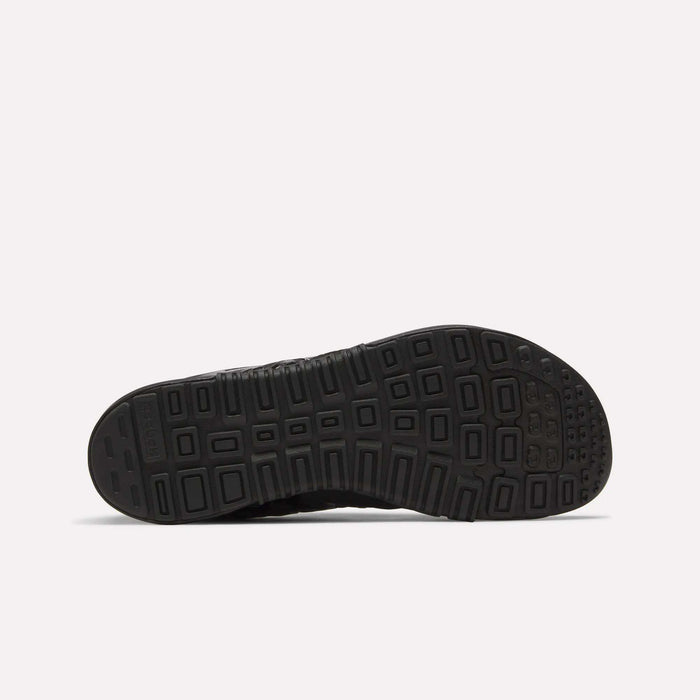 The textured black sole of the Reebok Men's Nano 2.0 Training Shoes features a geometric tread with rectangular and square shapes, shown from below against a white background—perfect for functional fitness.