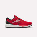 Introducing the Reebok Men's Nanoflex 2 Training Shoes in Vector Red/White/Black. Featuring a dynamic lace-up design and a prominent side logo, these athletic sneakers showcase bold red uppers accented with black and white details, complemented by a white midsole, black outsole, and black heel. Ideal as versatile workout shoes, the Nanoflex 2 delivers both style and top-notch performance for your training needs.