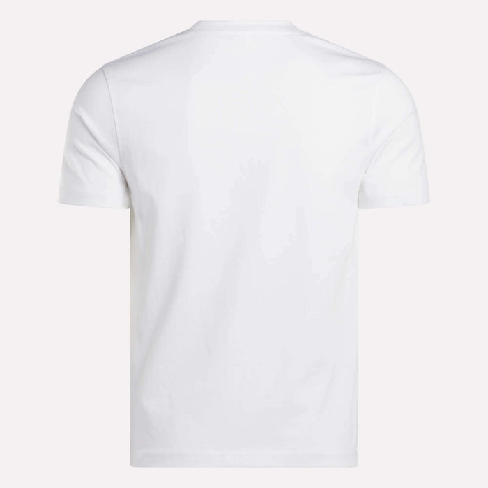 The Reebok Men's Small Logo Crewneck Short Sleeve T-Shirt in soft cotton jersey is shown from the back against a light background.