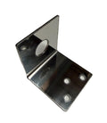 A stainless steel L-bracket corner bracket with pre-drilled mounting holes, shown on a plain white background.