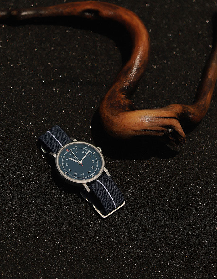 MUS-02 BROWN 34MM + NAVY PARACHUTE STRAP SET
