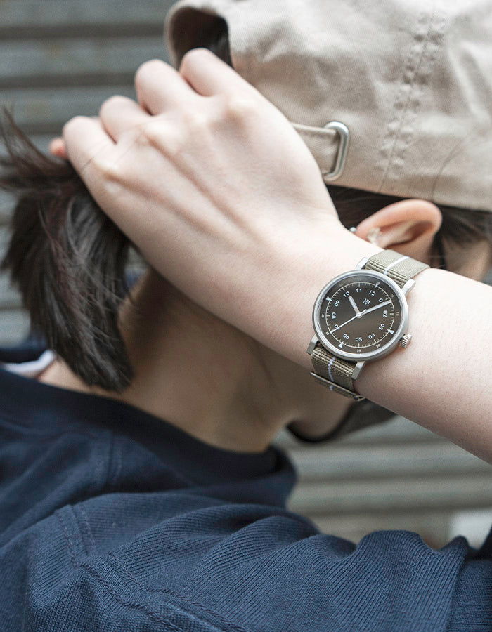 Khaki minimalist womens watch