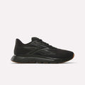 The Reebok Nano Gym 2.0 Training Shoes in Black/Gum feature a low profile, lace-up design, high-rebound foam sole, and subtle side logo, shown against a white background.