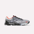 The Reebok Nano Pro Training Shoes in Black/Ftwr White feature mesh uppers and logo details—ideal for competitive athletes—shown on a white background.
