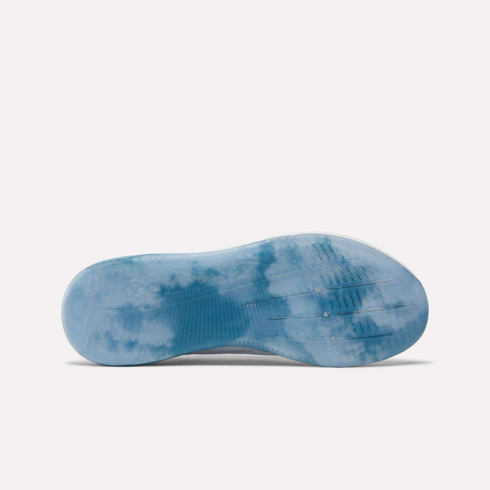 The image displays the sole of the Reebok Nano X5 Edge Training Shoes, featuring a translucent, icy blue and white marbled design set against a plain white background.