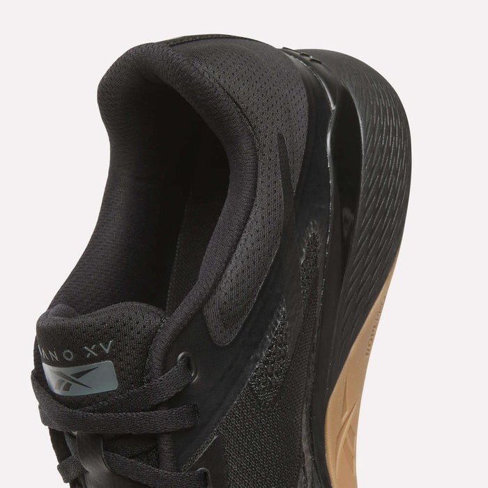 A close-up of the Reebok Nano X5 Training Shoes for men, black, designed to deliver both style and comfort.