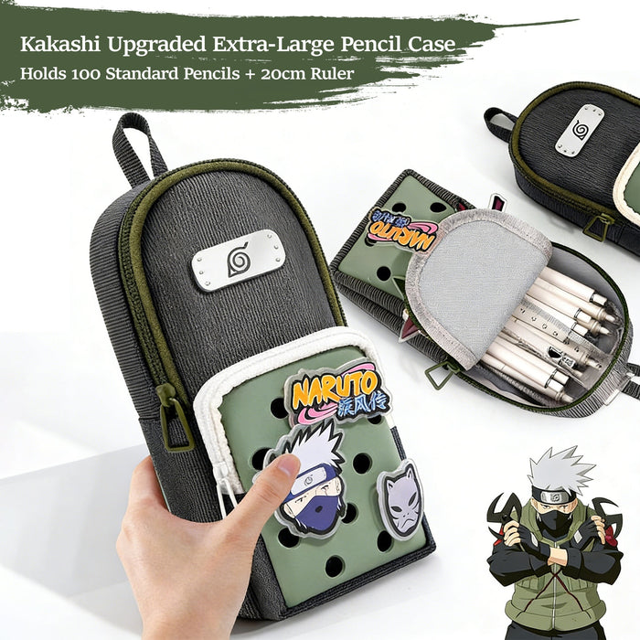 Naruto Kakashi Pencil Case Set, Anime Large Capacity Pencil Bag with Kunai Pen