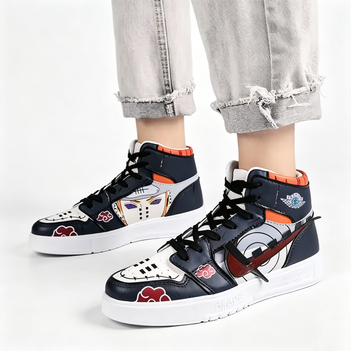 Naruto Pain Yahiko Anime High Top Sneakers, Akatsuki Graphic Casual Streetwear Shoes