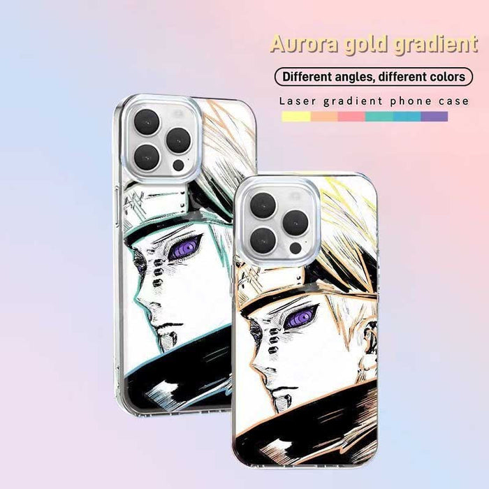 Naruto Pain Yahiko Anime Phone Case, Laser Gradient Shockproof Protective Cover for iPhone