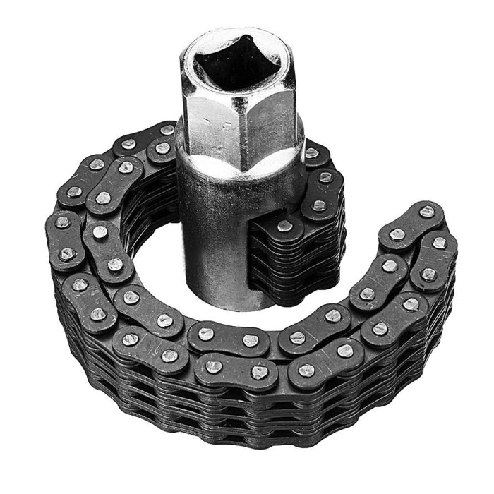 Oil Filter Wrench Remover - Adjustable Chain Spanner Tool for 52 Sections Auto Repairs
