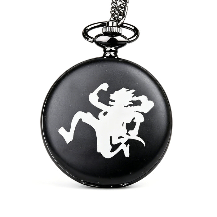 One Piece Monkey D Luffy Whitebeard Pocket Watch, Anime Pirate Skull Quartz Necklace Watch
