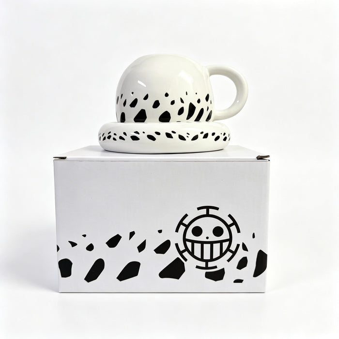 One Piece Trafalgar Law Hat Shaped Ceramic Mug, Anime Coffee Cup with Saucer