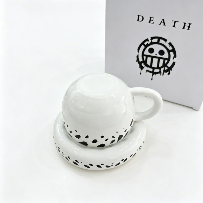 One Piece Trafalgar Law Hat Shaped Ceramic Mug, Anime Coffee Cup with Saucer