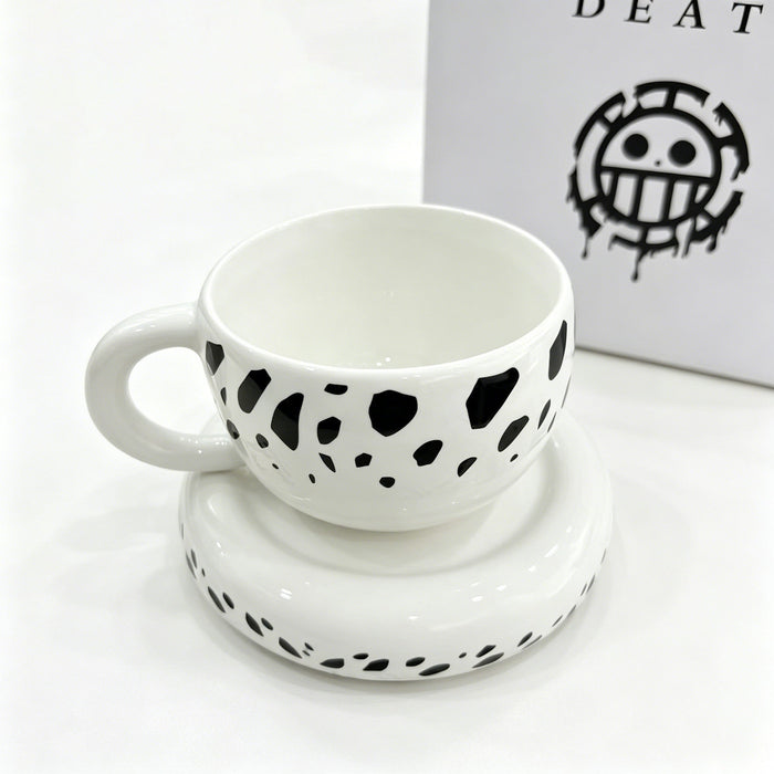 One Piece Trafalgar Law Hat Shaped Ceramic Mug, Anime Coffee Cup with Saucer