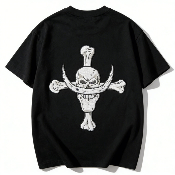 One Piece Whitebeard Edward Newgate Embroidered T-Shirt, Anime Oversized Cotton Tee