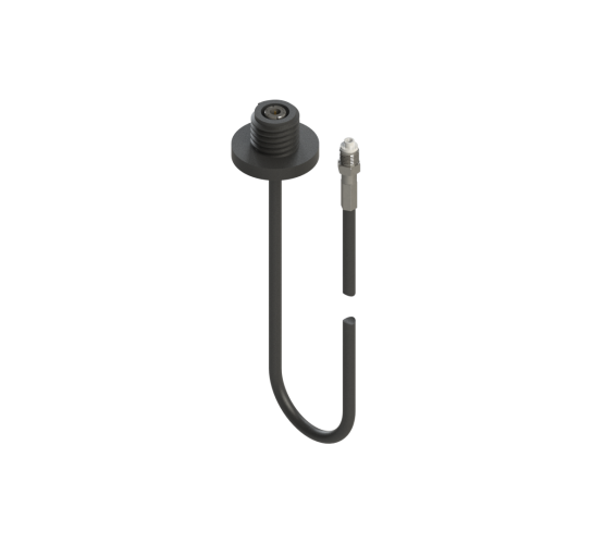 A dark gray U-shaped cable with a threaded connector on one end
