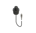 A dark gray threaded industrial sensor adapter with a short black wire and a small silver probe tip
