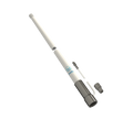 A white and dark gray telescopic pole kit with a small blue logo, shown disassembled