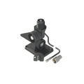 A black metal mounting bracket with two circular openings, a short attached wire