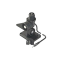 A black metal mounting bracket assembly with a threaded top post, two circular mounting rings