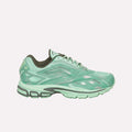 The Reebok Premier Road Ultra Shoes are mint green running sneakers with a mesh upper, textured overlays, dark green lining, and a chunky patterned sole with dual-density midsole, shown in side profile on a white background.