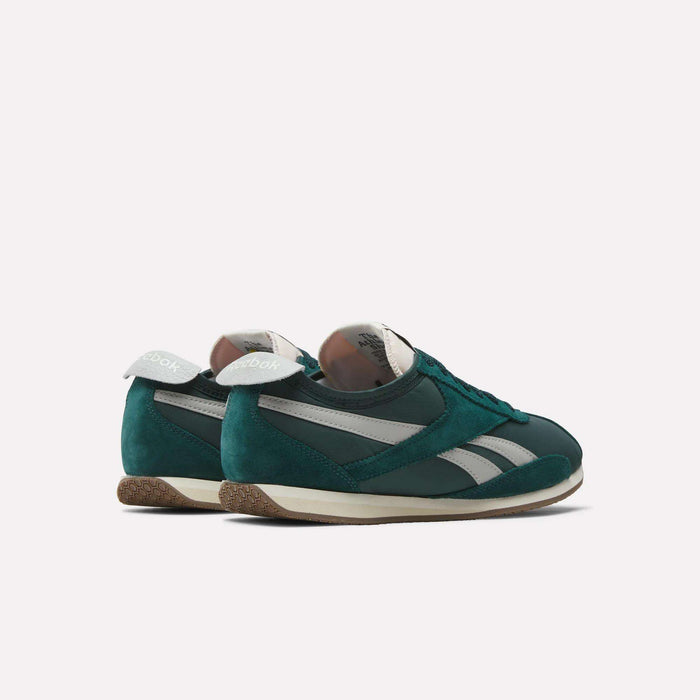 A pair of Reebok R400 Shoes in green with white accents and gum soles, placed side by side at an angle on a plain white background.