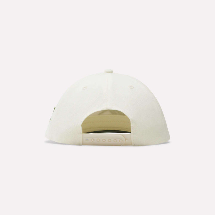 A back view of the Reebok x Manors Men’s Retro Crown Cap, a plain white baseball cap by Reebok featuring an adjustable snapback closure and a classic retro crown design, displayed against a white background.
