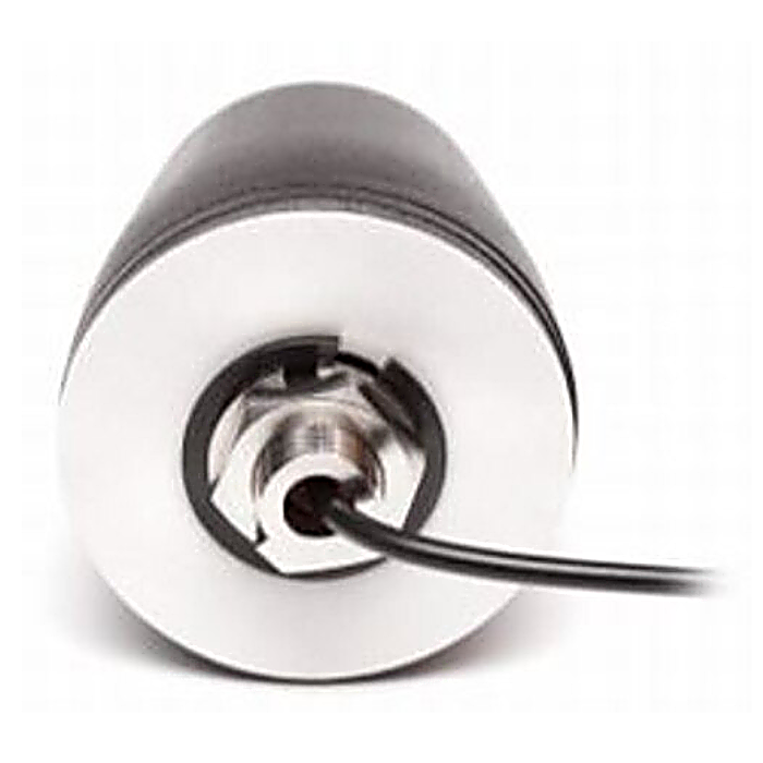 RFI CSM550-5M-SMA antenna, bottom view showing SMA connector and mounting thread