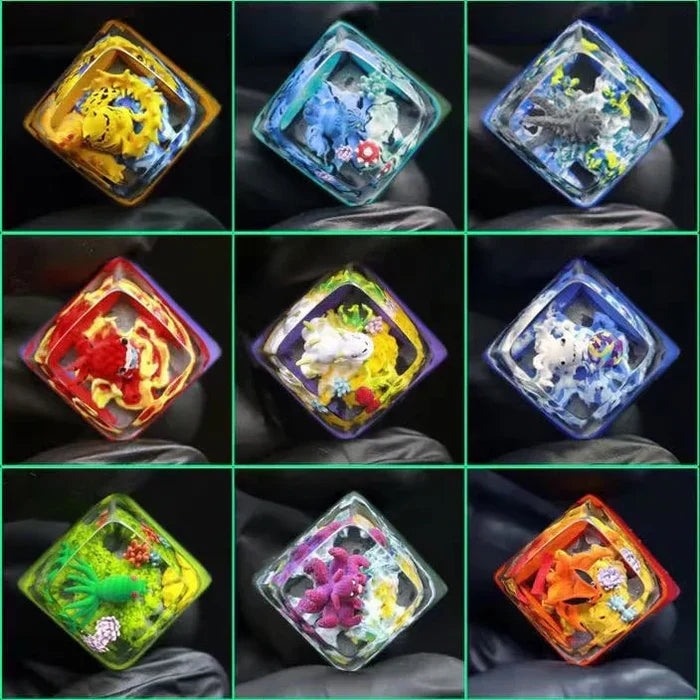 Shuukaku/Kurama/Sharingan handmade transparent resin keycap