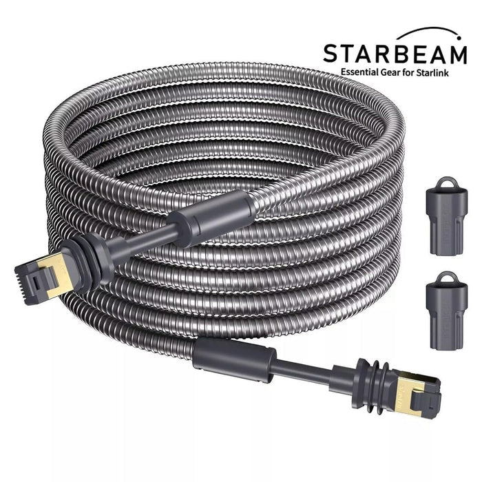 STARBEAM Starlink Gen3 Outdoor Armoured Ethernet Cable 30m, stainless steel sleeved cable