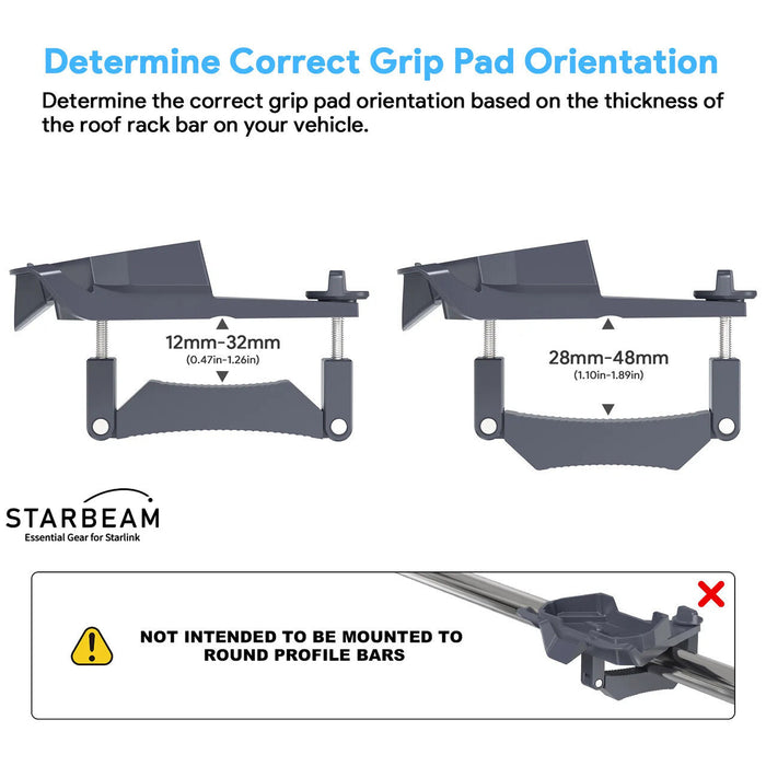 STARBEAM Starlink Gen3 Standard Roof Rack Mount, clamp detail