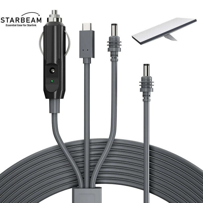 STARBEAM Starlink Mini 3-in-1 Power Cord with USB-C, cigarette lighter, and DC connectors