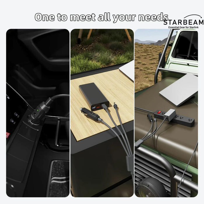 STARBEAM Starlink Mini 3-in-1 Power Cord, cigarette lighter and USB-C connectors