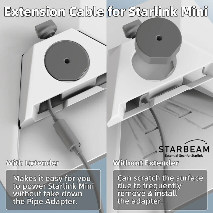 STARBEAM Starlink Mini DC to DC Female Adapter Power Extension 17cm, angled view