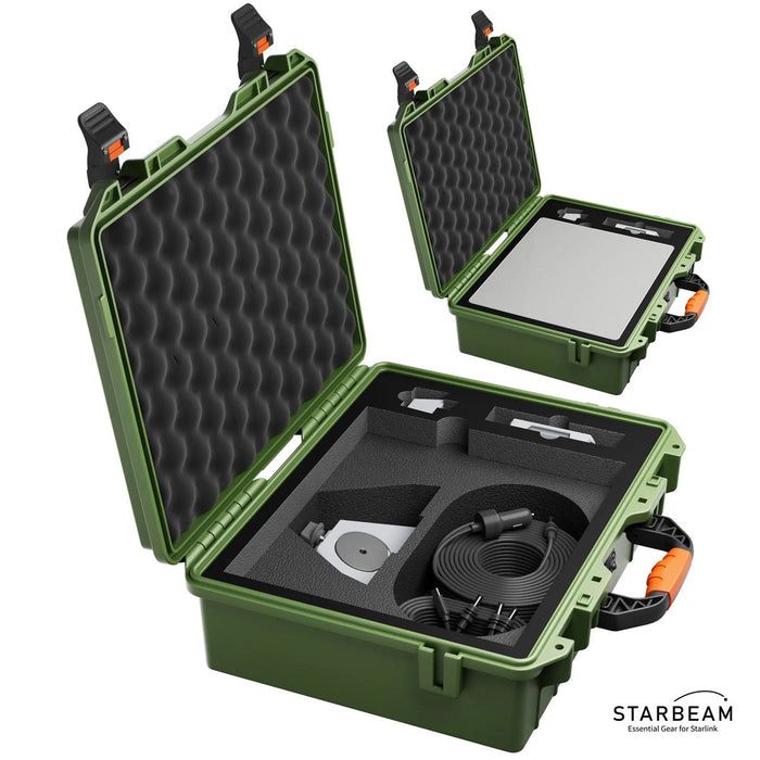 STARBEAM Starlink Mini Hard Protective Travel Case, green, closed with carry handle