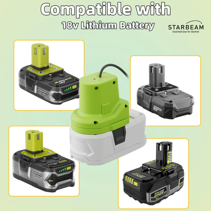 STARBEAM Starlink Mini Ryobi 18V Battery Adapter, angled view