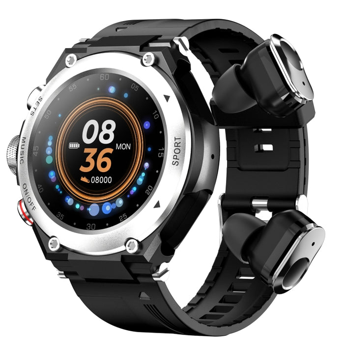T92 2-in-1 Smart Watch with Bluetooth Headset – 1.28" IPS, Heart Rate & Music