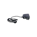 A black AC adapter power supply with a coiled cable and a European two-pin plug