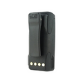 A black textured rubberized radio or communication device clip