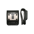 A black quick-release strap or clip accessory shown from two angles