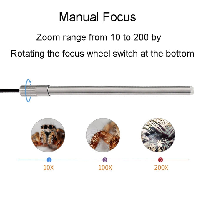 Teslong MS100 USB Microscope – 200X Magnification, Adjustable Focus, Phone & PCv
