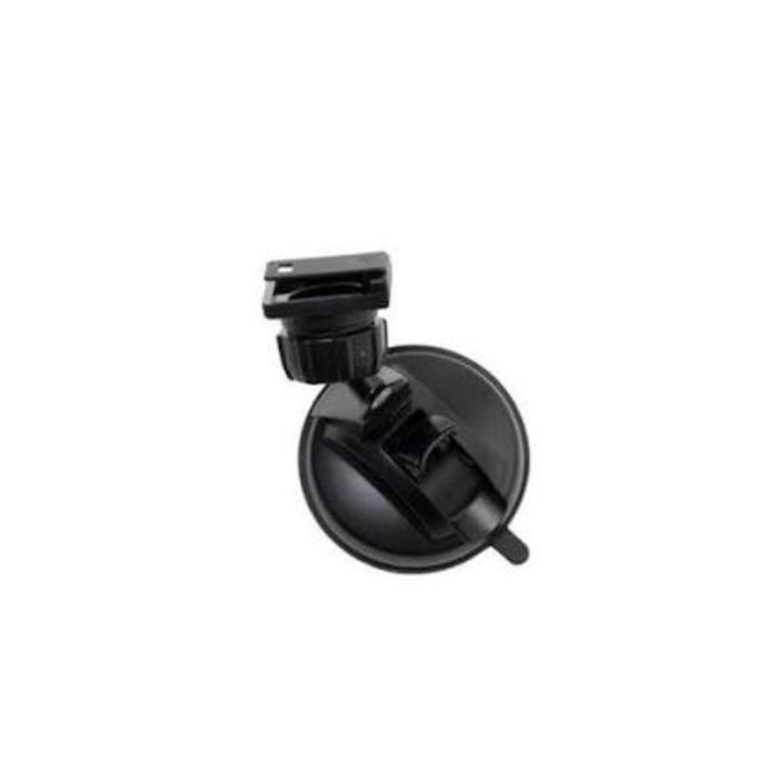 A black plastic suction cup mount with a quick-release clamp