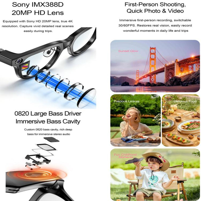 W660 Smart AI Glasses 20MP HD Camera – BT Call, WiFi, Voice Assistant, Photochromic