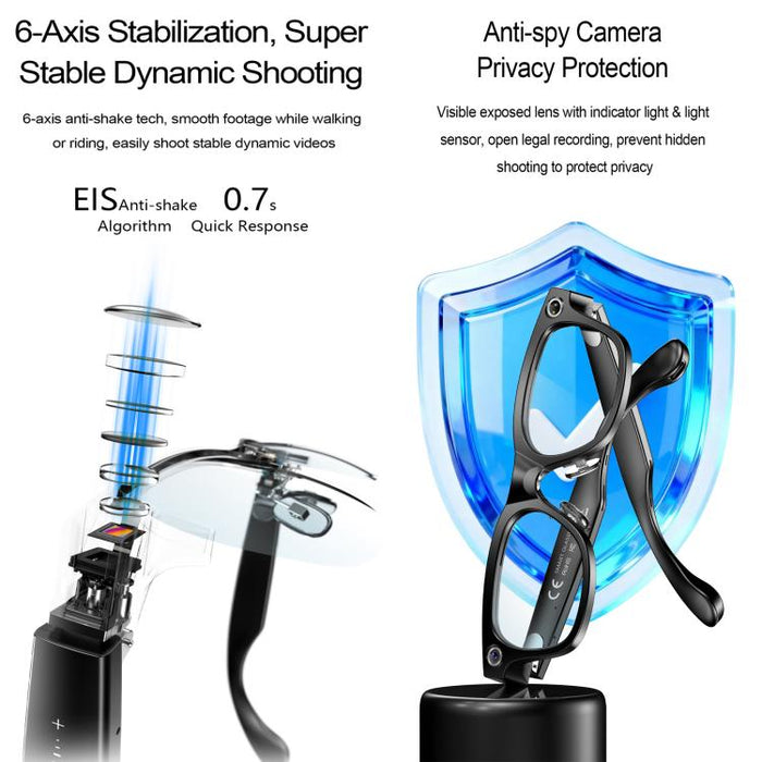 W660 Smart AI Glasses 20MP HD Camera – BT Call, WiFi, Voice Assistant, Photochromic