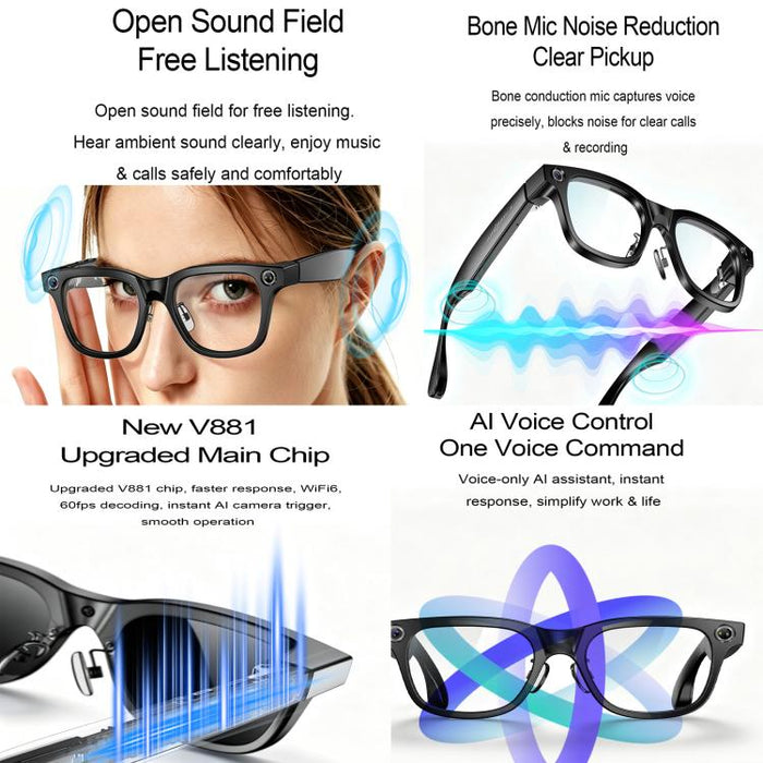 W660 Smart AI Glasses 20MP HD Camera – BT Call, WiFi, Voice Assistant, Photochromic