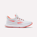 The Reebok Women's Cityride 2 Running Shoes feature a white mesh upper with grey and red accents, FuelFoam cushioning for comfort, and are shown in a side view against a plain white background.