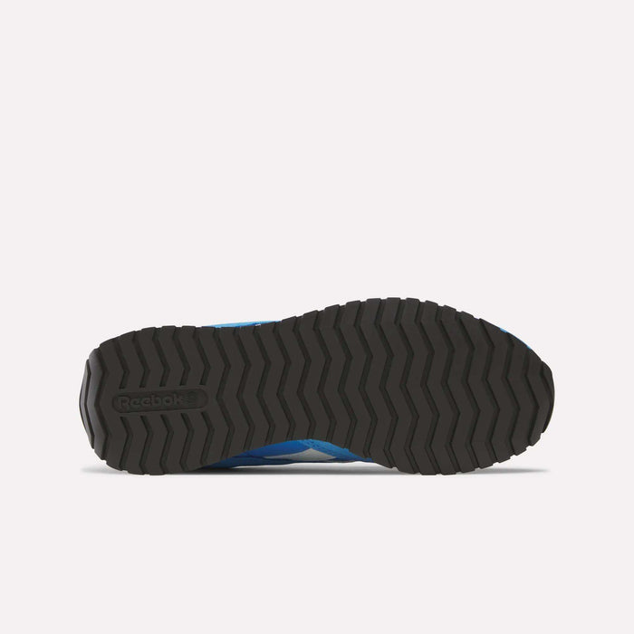 Bottom view of the Reebok Women's Classic AZ Shoes, inspired by retro running styles, showing a black rubber outsole with a zigzag tread pattern on a plain white background.