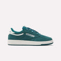 The Women's Club C 85 Shoes by Reebok in teal with white accents feature the Reebok logo on the side and a white sole, shown against a plain white background.